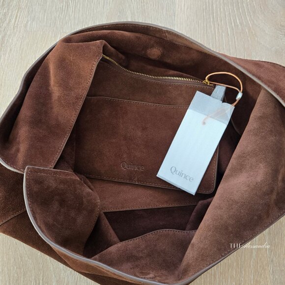 Quince Italian Suede Shoulder Bag Brown New With Tags Traditional Retail $295 - Picture 6 of 17